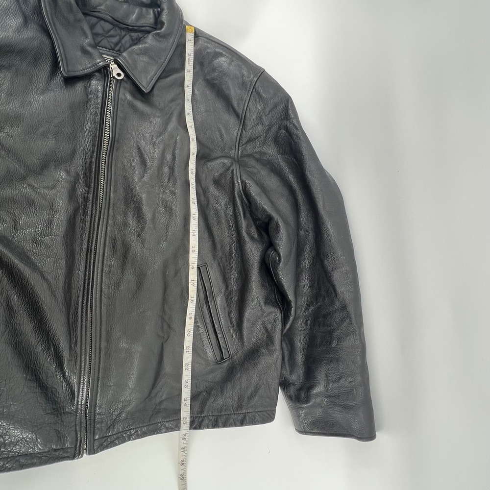 Oakwood Classic Mens Black Leather Bomber Jacket Thinsulate L Large Full Zip - Picture 7 of 9